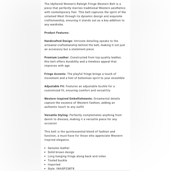 Brown Leather Fringe Belt - Picture 9 of 9